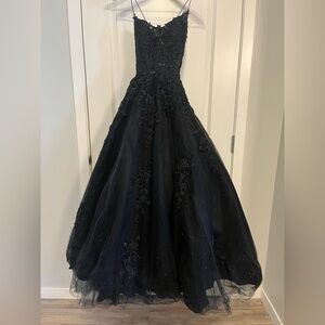 Black Floral Lace Grad Dress